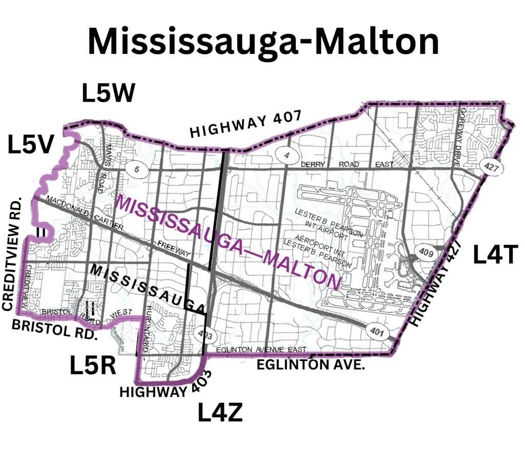 Mississauga Malton Riding Map